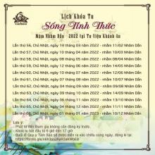 Lịch Khoá tu Sống Tỉnh Thức 2022 tại Tu viện Khánh An