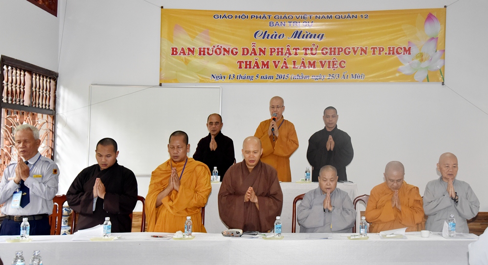 Ban Hướng dẫn Phật tử GHPGVN TP.HCM thăm, làm việc với Ban Trị sự GHPGVN Q12
